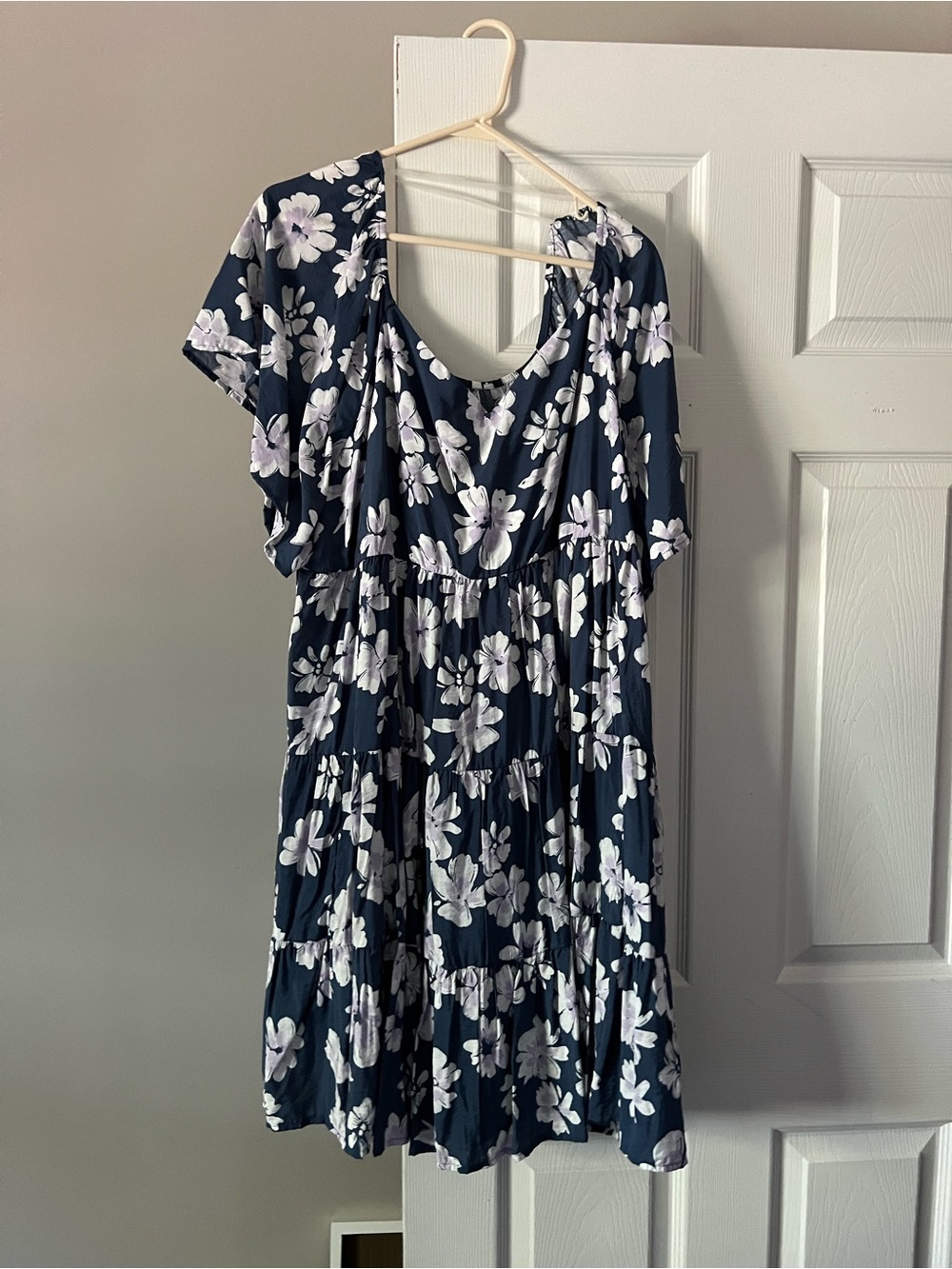 SO Navy Blue Floral Tiered Mini Dress